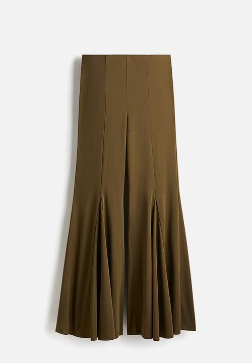 H&M - Flared trousers - dark khaki green