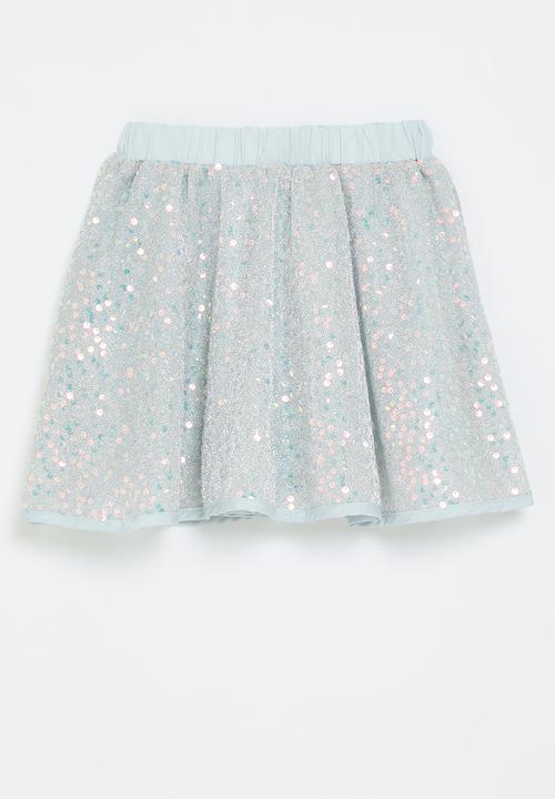 Pop Candy - Slightly gathered sequin skirt - powder blue