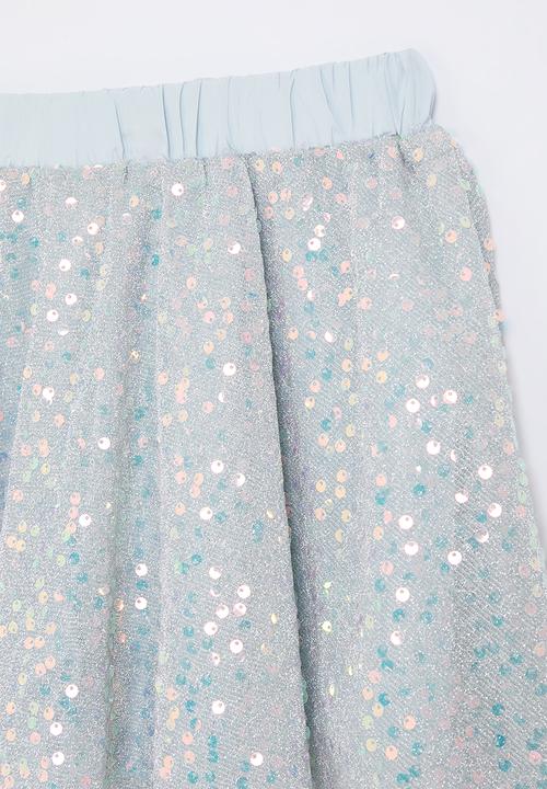 Pop Candy - Slightly gathered sequin skirt - powder blue