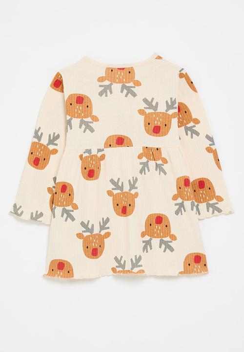 Pop Candy - Long sleeve ribbed dress - neutral/reindeer