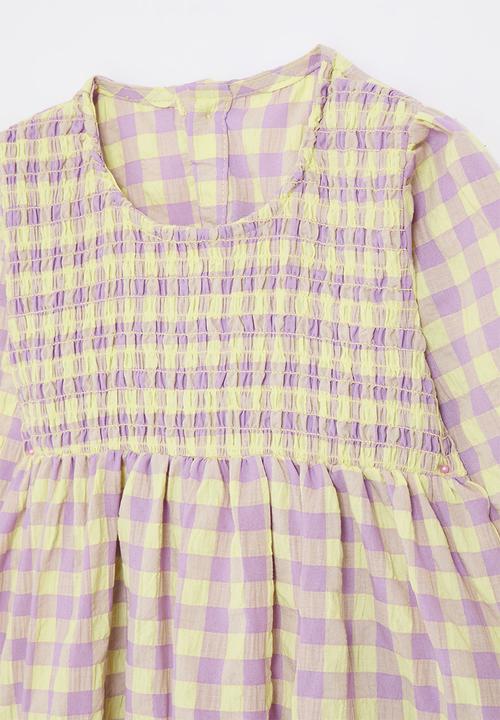 Pop Candy - Long sleeve shirred bodice dress - multi
