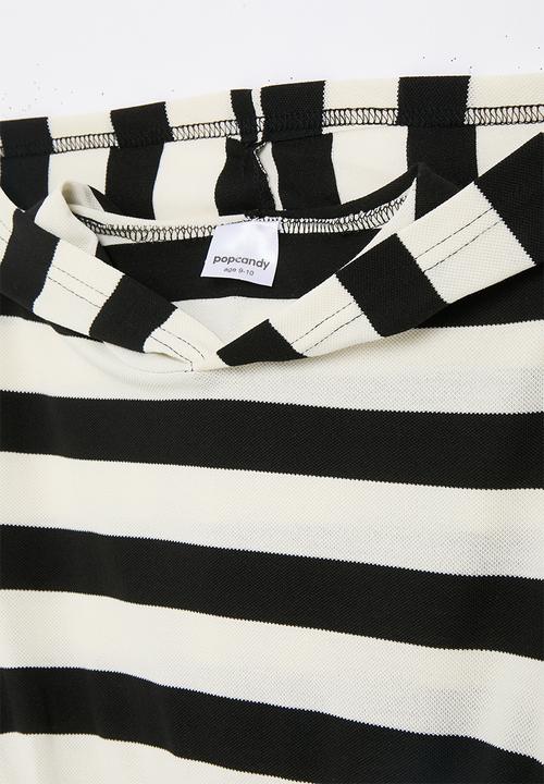 Pop Candy - Short sleeve hooded dress - black stripe