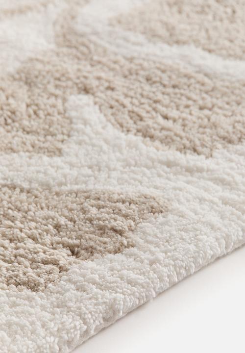 H&M - Tufted cotton bath mat -light beige/white 