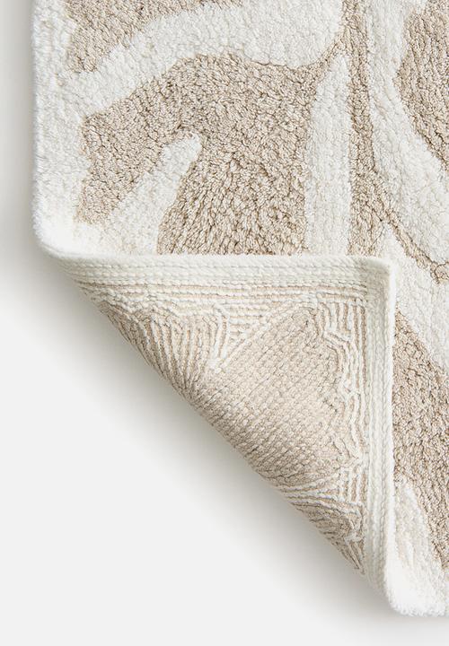H&M - Tufted cotton bath mat -light beige/white 