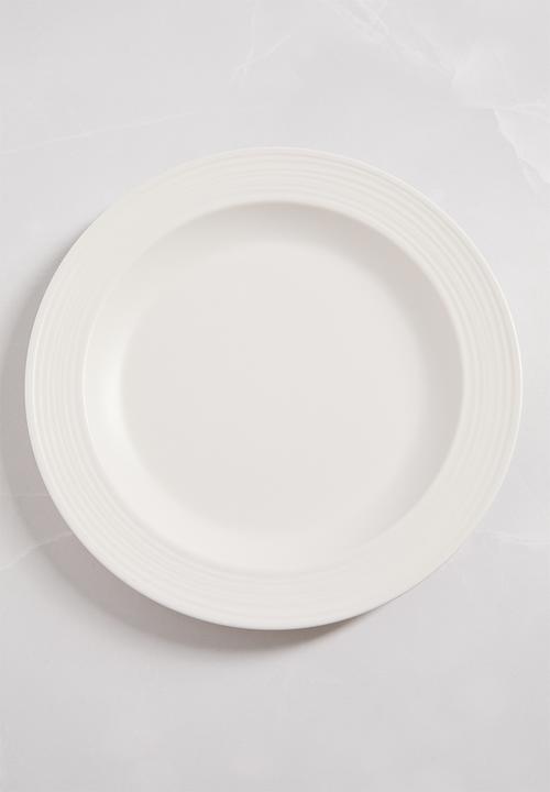 H&S - Ribs melamine sinner plate set of 4 - white