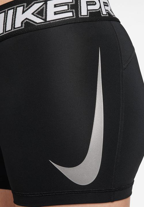 Nike - W Np 365 Mr 3In Short Tt Grx - Black/White/Metallic Silver