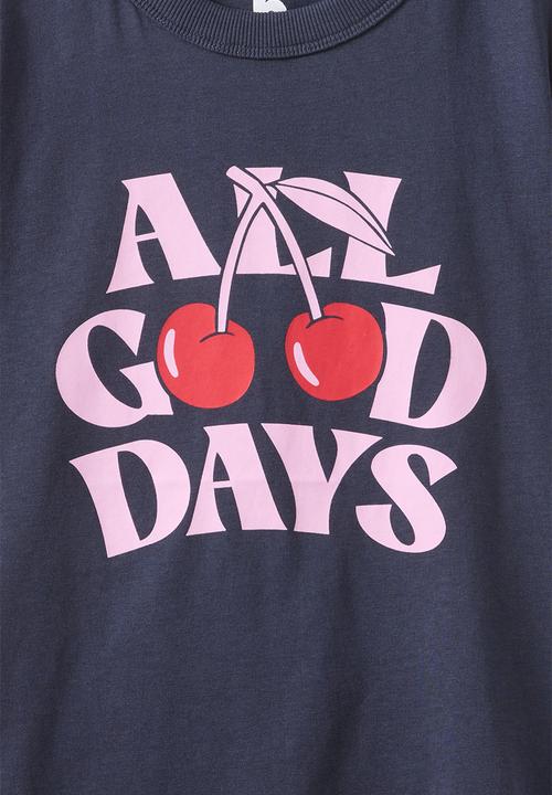 Cotton On - Poppy Oversize Graphic Print Tee -  Squid Ink/All Good Days