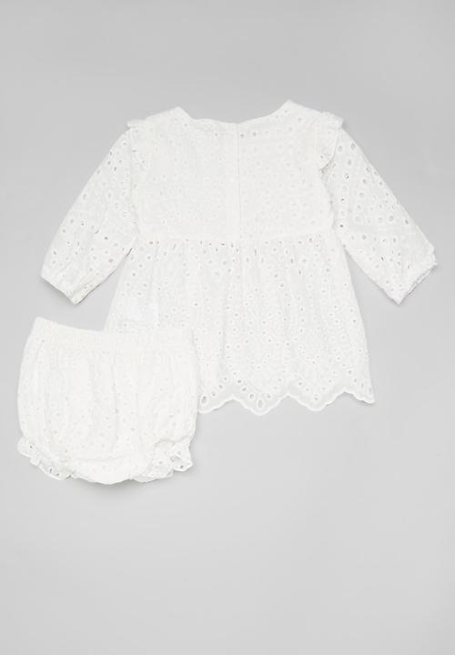 Pop Candy - Broderie peplum dress with bloomer shorts - white
