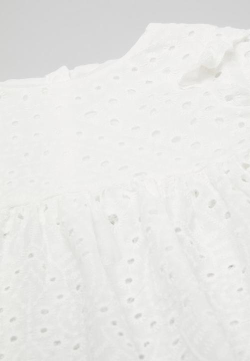 Pop Candy - Broderie peplum dress with bloomer shorts - white