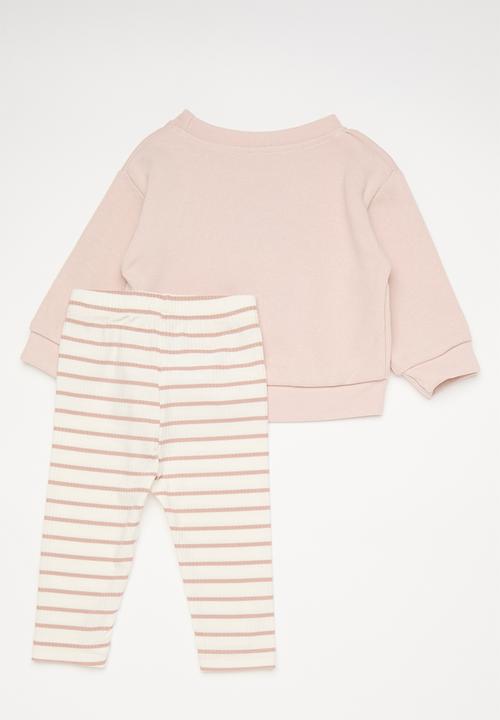 Pop Candy - Gelato embroidered sweater with leggings - dusty pink/stripes