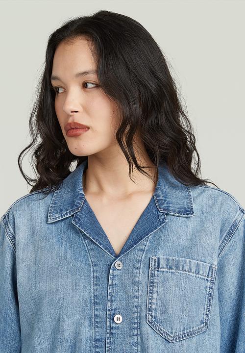 G-STAR - Resort Boxy Relaxed Shirt l\s wmn - Faded blue kyanite