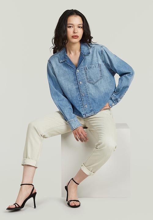 G-STAR - Resort Boxy Relaxed Shirt l\s wmn - Faded blue kyanite