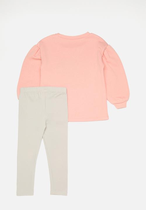 Pop Candy - Long sleeve tee and legging set - rose quartz/light grey