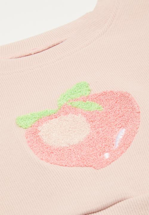 Pop Candy - Pink halo embroidered sweater with leggings - pink/stripes