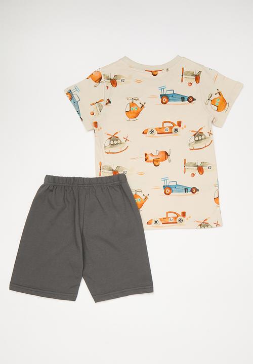 Pop Candy - Tee & shorts set - cream/grey/multi
