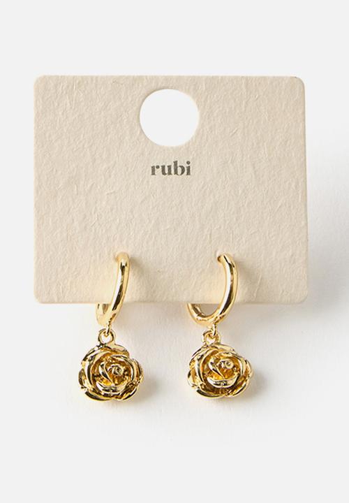 Rubi - Huggie hoop  rosette earring - gold plated