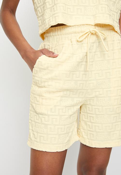 Steve Madden - Ladies bella embossed logo jogger shorts - lemon