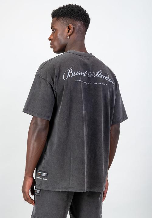 Burnt  - Ultra Heavy Oversized Tee - Acid Black