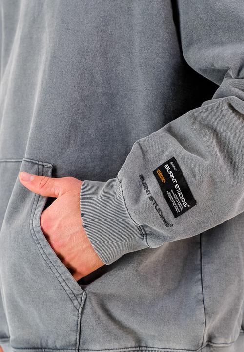 Burnt  - Ultra Heavy Hoodie - Light Grey