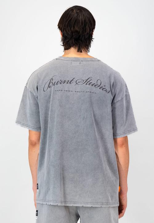 Burnt  - Ultra Heavy Oversized Tee - Light Grey