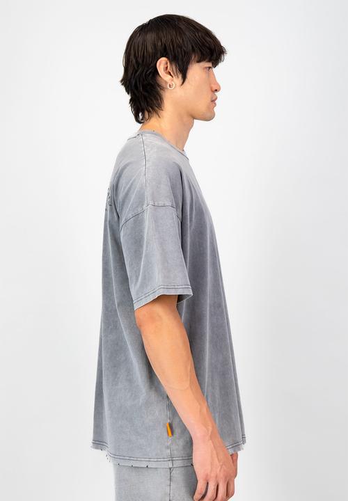Burnt  - Ultra Heavy Oversized Tee - Light Grey