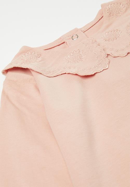 Pop Candy - Long sleeve collared tee - pastel pink