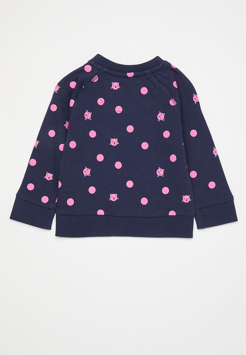 Pop Candy - Cat polka dot sweatshirt - navy/pink