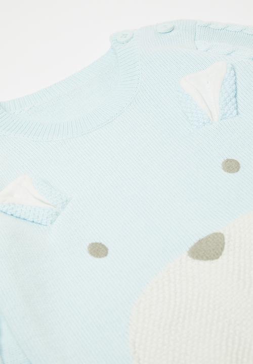 Pop Candy - Knit jersey - pastel blue/white/bear