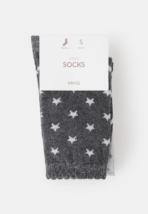 MANGO - 2 pack patterned socks - Medium Heather Grey