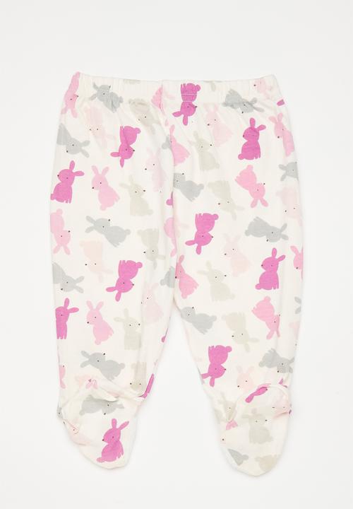 Pop Candy - Footed leggings - white/bunny multi
