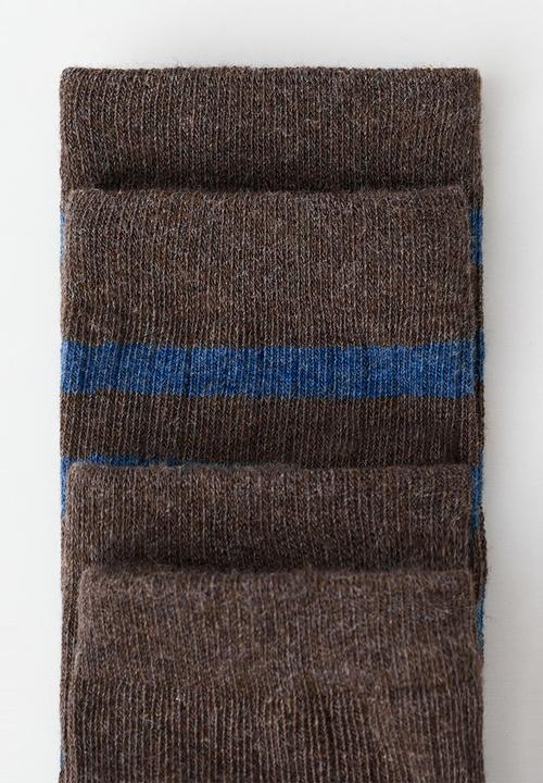 MANGO - Socks RIBSTRIP - Brown