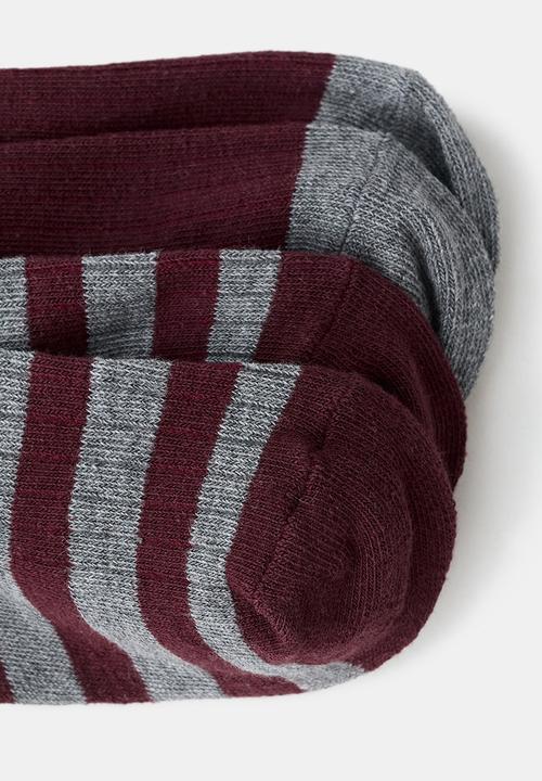 MANGO - Socks RIBSTRIP - Dark Red