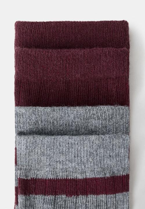 MANGO - Socks RIBSTRIP - Dark Red