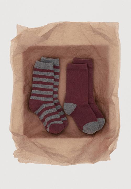MANGO - Socks RIBSTRIP - Dark Red