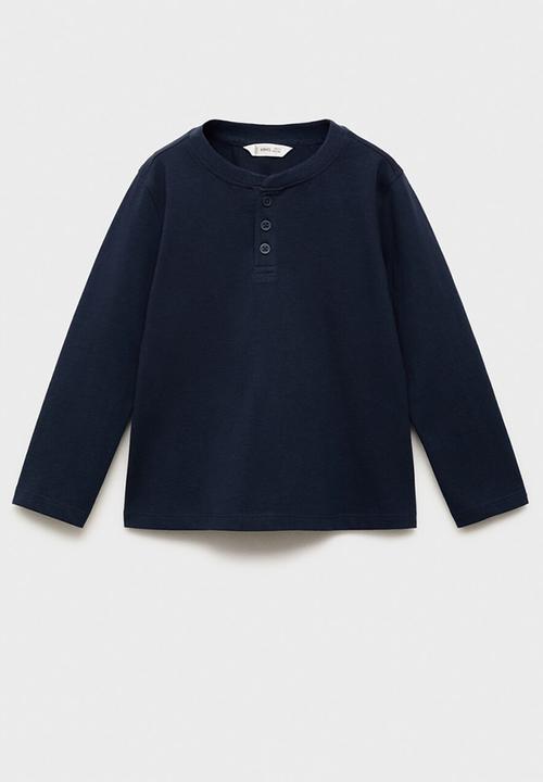 MANGO - T-shirt henleyb - navy