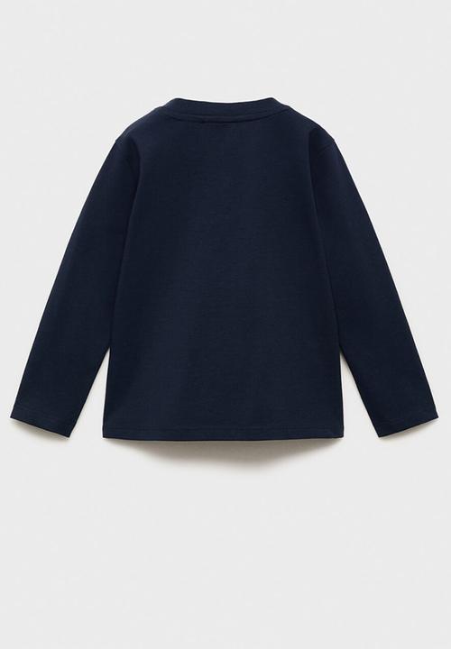 MANGO - T-shirt henleyb - navy