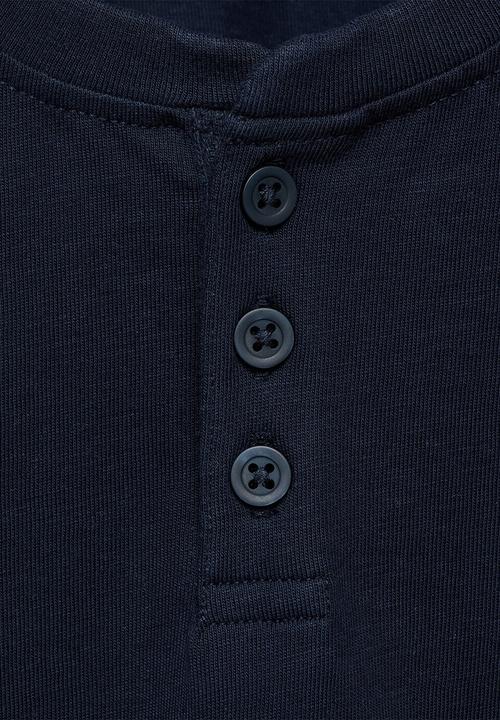 MANGO - T-shirt henleyb - navy