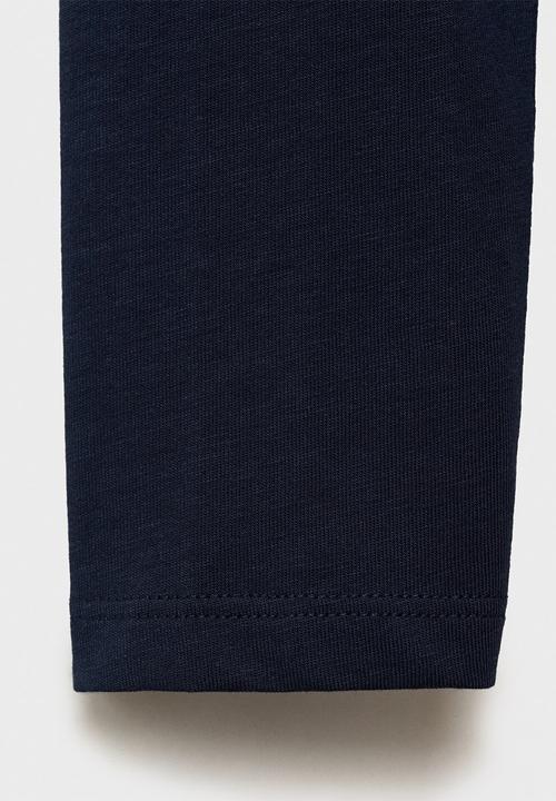 MANGO - T-shirt henleyb - navy