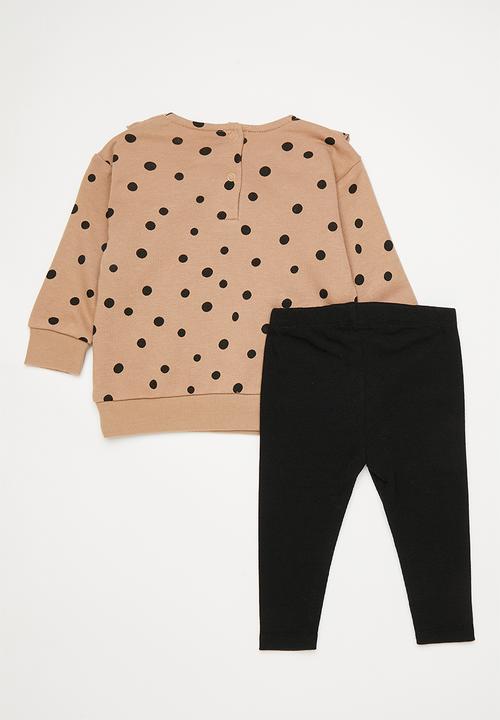 Pop Candy - Sweater and legging set with headband - tan/black/multi