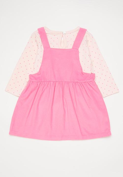 Pop Candy - Short dungaree dress and tee set - bubblegum pink