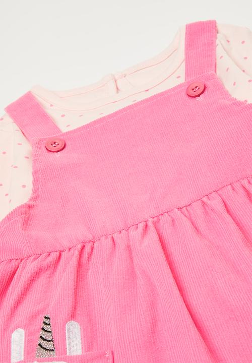 Pop Candy - Short dungaree dress and tee set - bubblegum pink