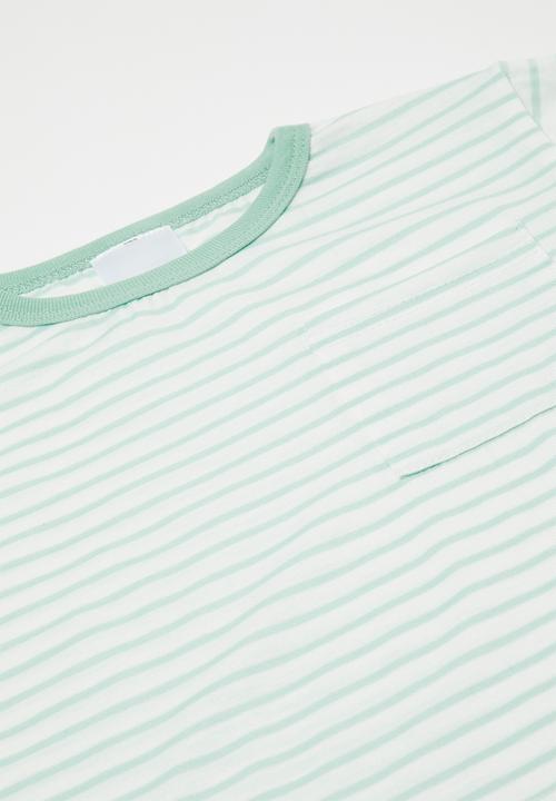 Pop Candy - Tee & shorts set - faded teal/stripes
