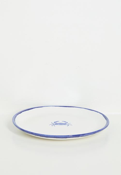 Urchin Art - Crab side plate - Blue & White