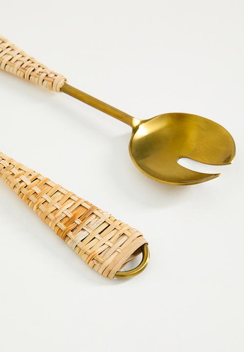 Nicolson Russell - Goa Gold & Rattan Salad Servers