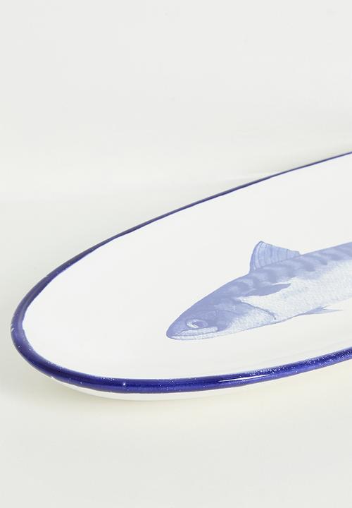 Urchin Art - Fish platter - Blue & White