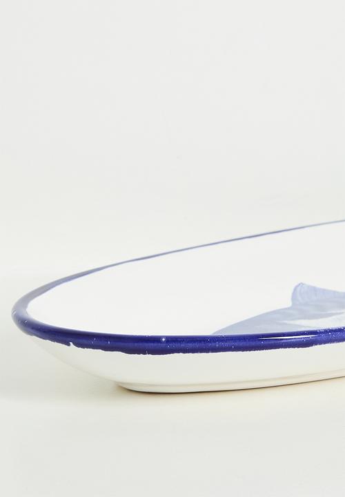 Urchin Art - Fish platter - Blue & White