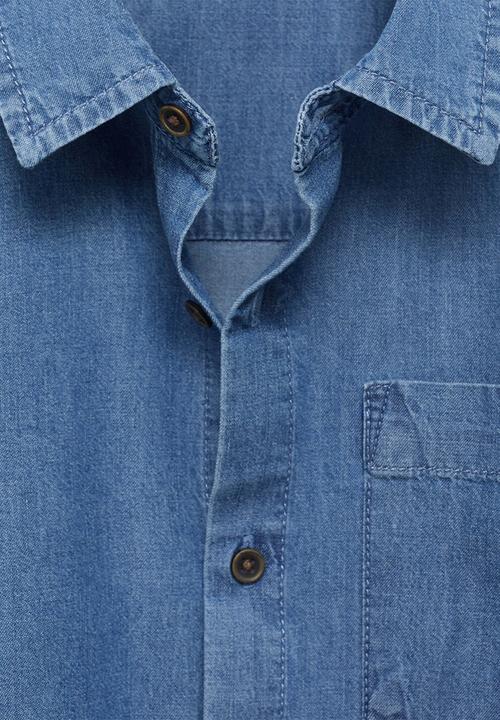 MANGO - Shirt toni - open blue