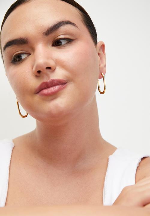 Zoe on Trend - Modern Trend Hoop Earrings - Gold