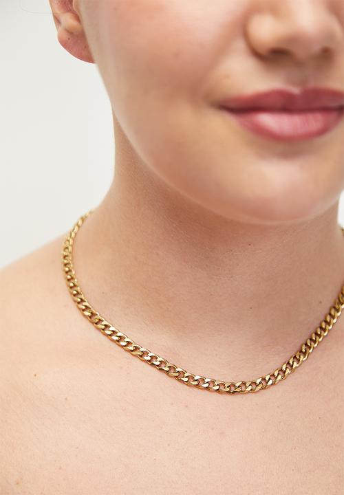 Zoe on Trend - Modern Curb Link Necklace - Gold