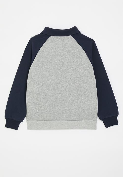 Pop Candy - Sloth embroidered raglan sweatshirt - navy/grey